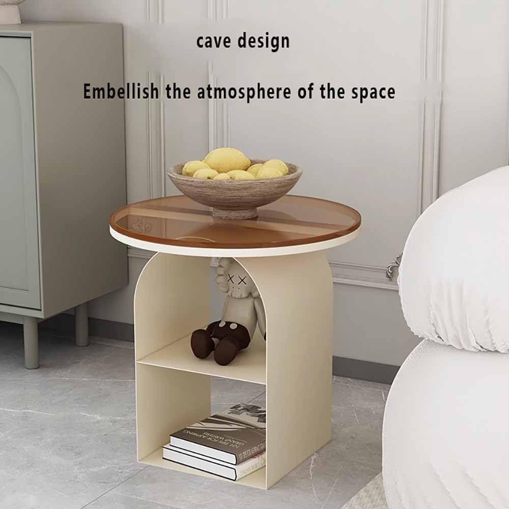 Amazon.com: Round End Table Wrought Iron Night Stand with Tempered